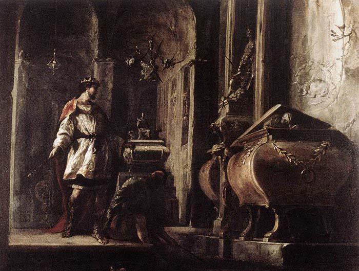Johann Heinrich Schonfeldt Alexander the Great before the Tomb of Achilles Sweden oil painting art